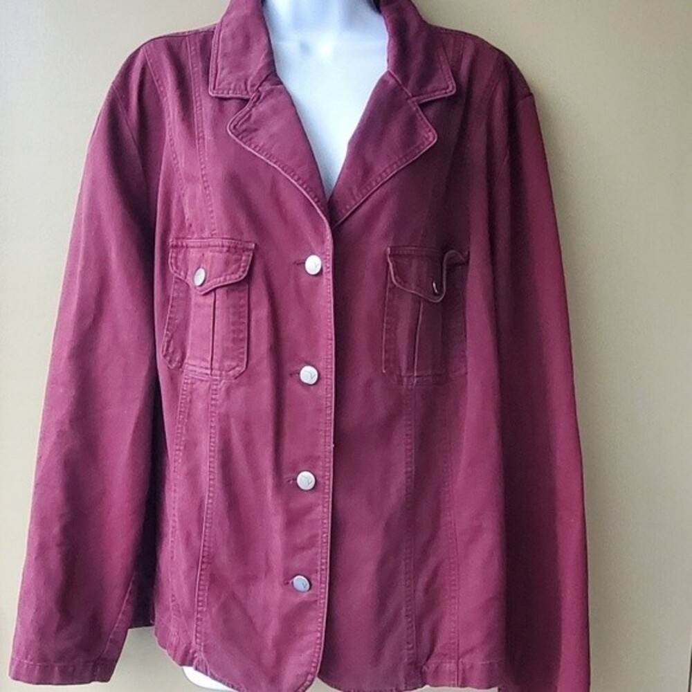 Venezia Womens Burgundy Jean Blazer Jacket